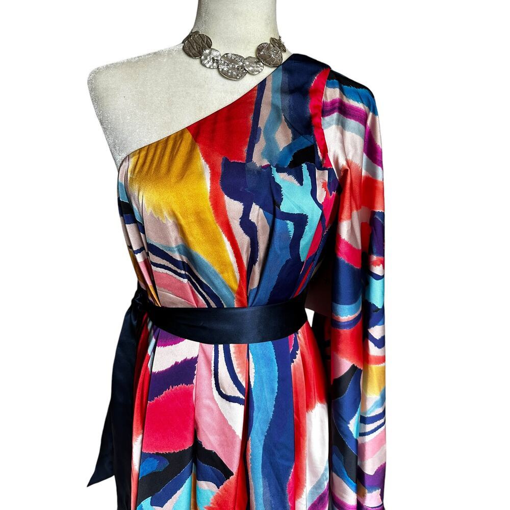 Anthropologie BHLDN Stevie One Shoulder Abstract Colors Dress - Size Large - Picture 5 of 7